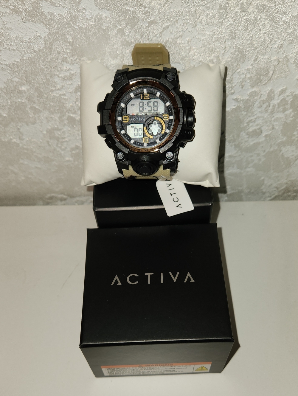 Activa  Dual-Display Sport Watch in Tan and Black